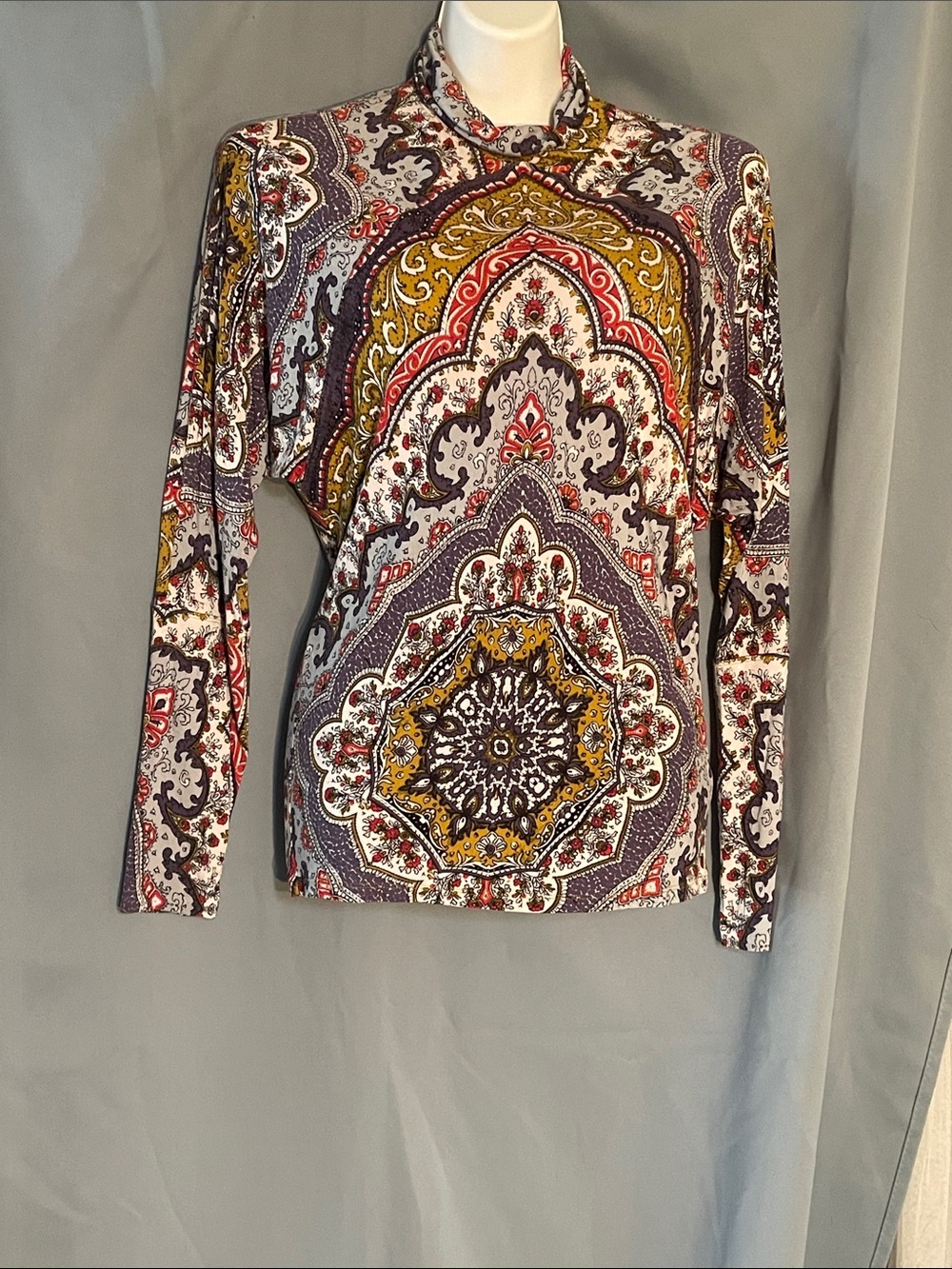 Free People Paisley Medallion Long Sleeve Top - Mustard, Burgundy, Gray, Cream
